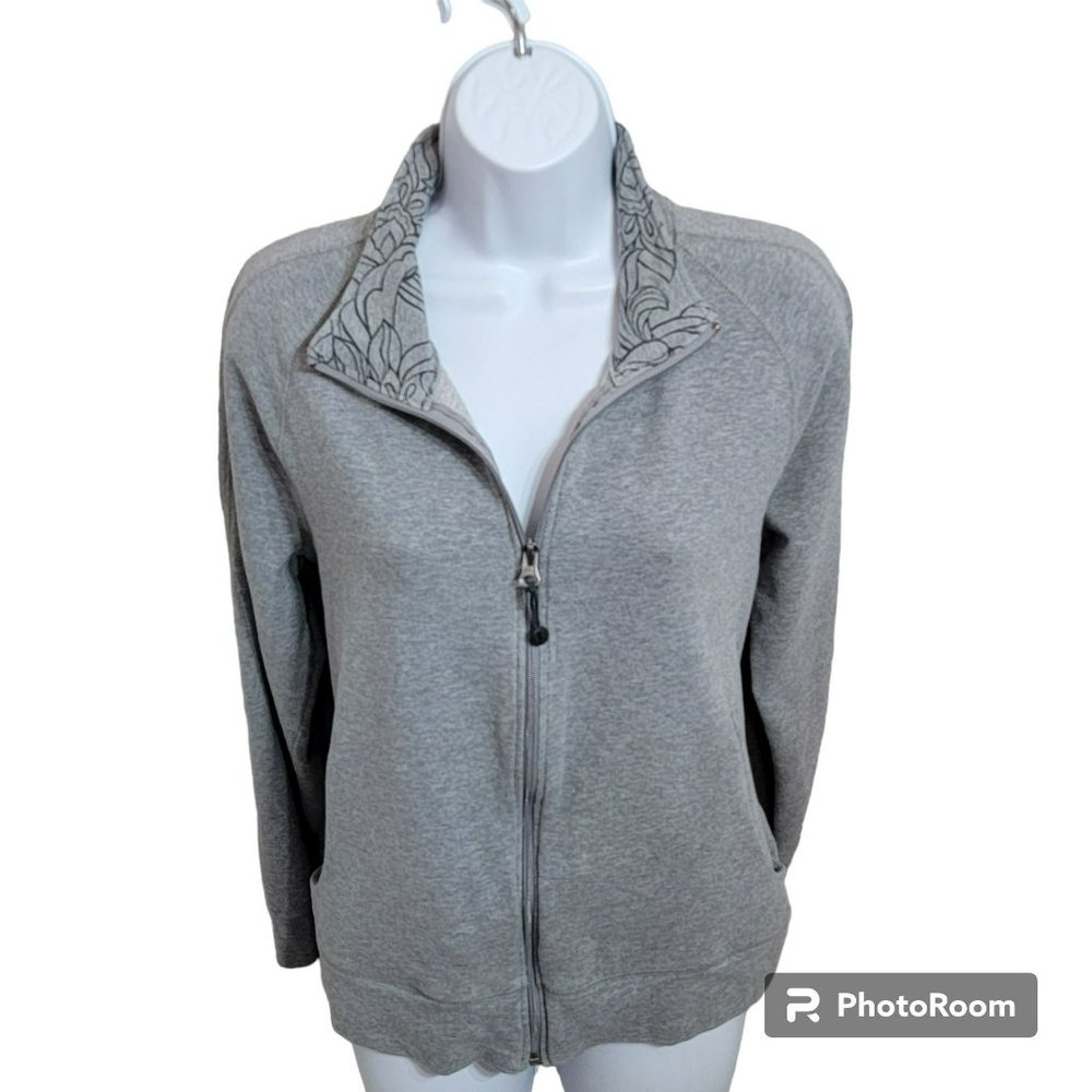 Danskin Now Jacket, Women XXL (20W), Gray, Mock Neck, Zipper Front, Pockets, EUC